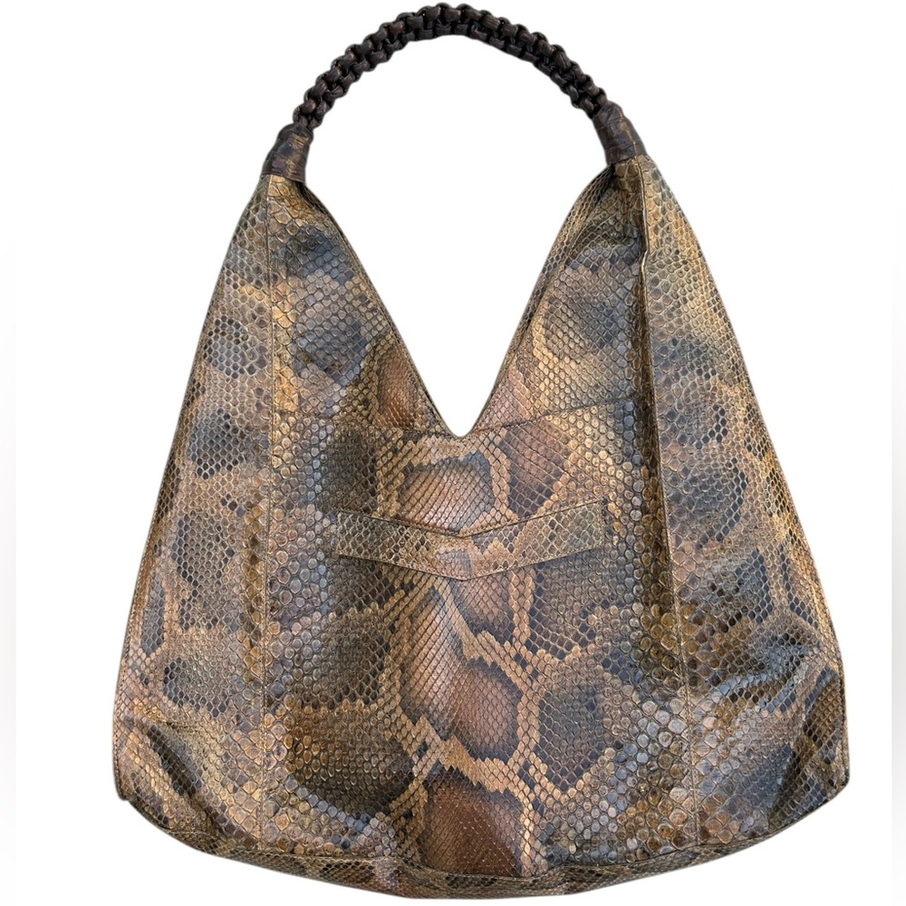 NANCY GONZALEZ PYTHON SHOULDER STRAP HOBO HANDBAG - image 1